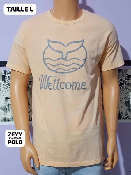 T-shirt beige homme "Wellcome"