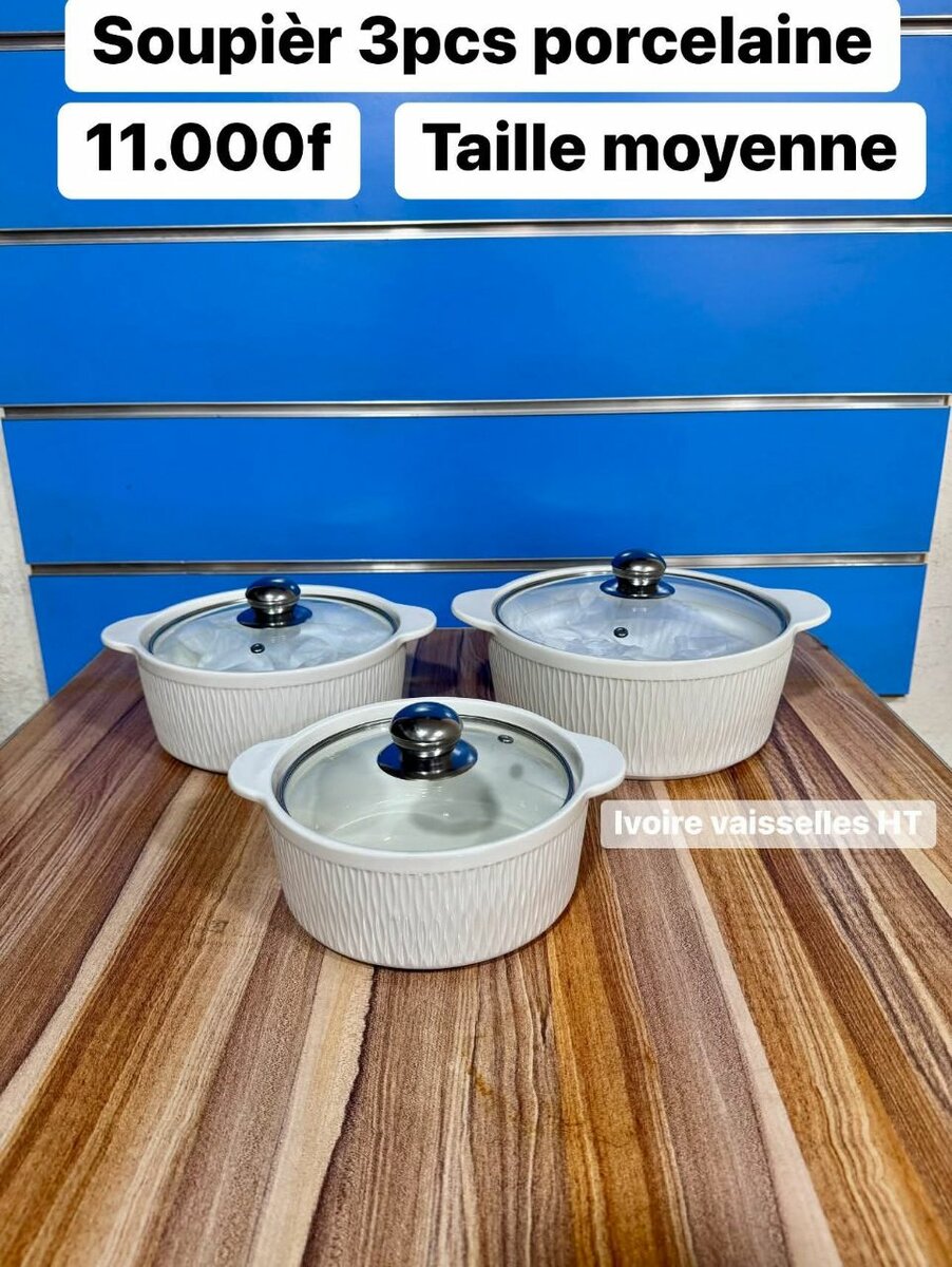 Ensemble Soupieres Porcelaine 3pcs