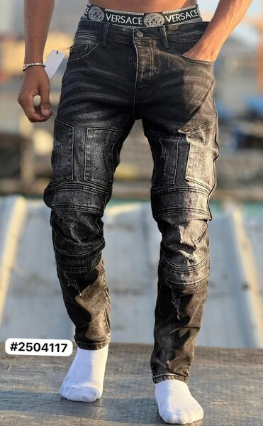 Jeans homme style moto Versace