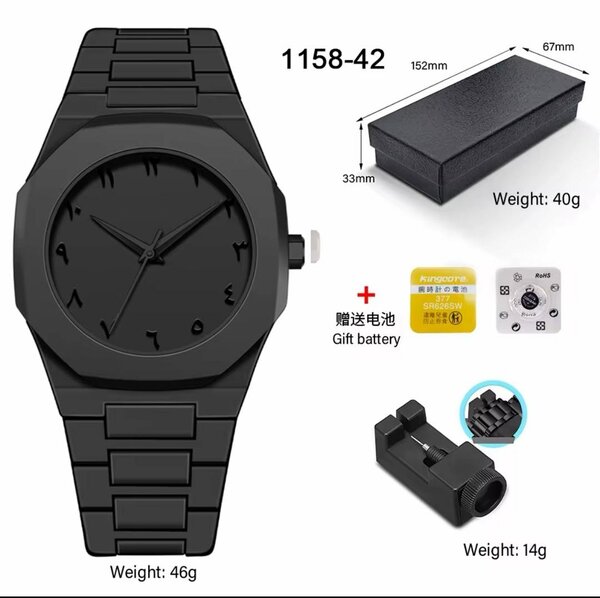 Montre élégante en acier noir