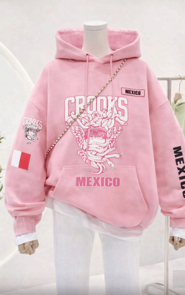 Sweat à capuche rose Mexico