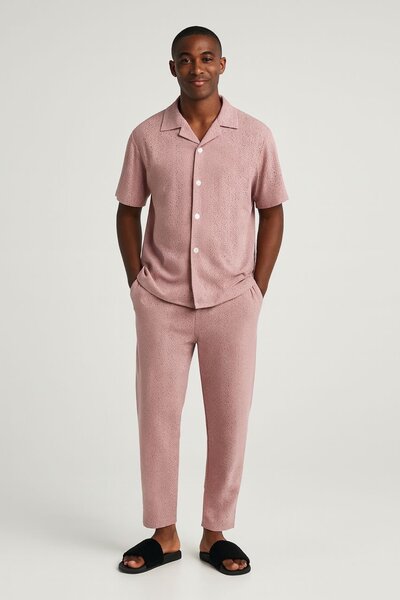 Ensemble détente en lin rose