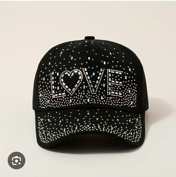 Casquette noire LOVE strass