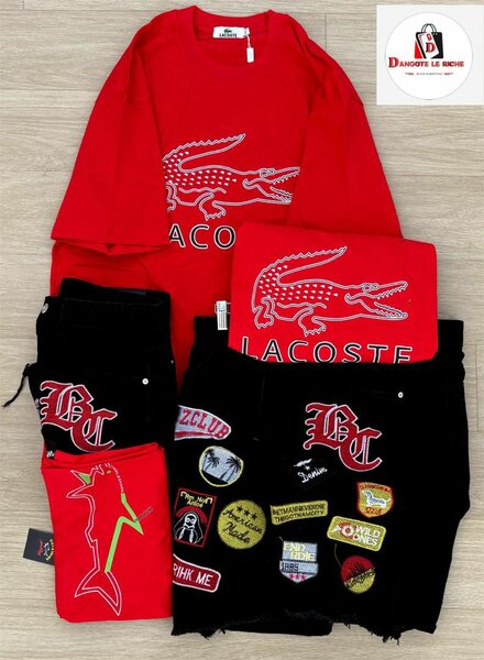 Ensemble sweat et pantalon Lacoste rouge et noir