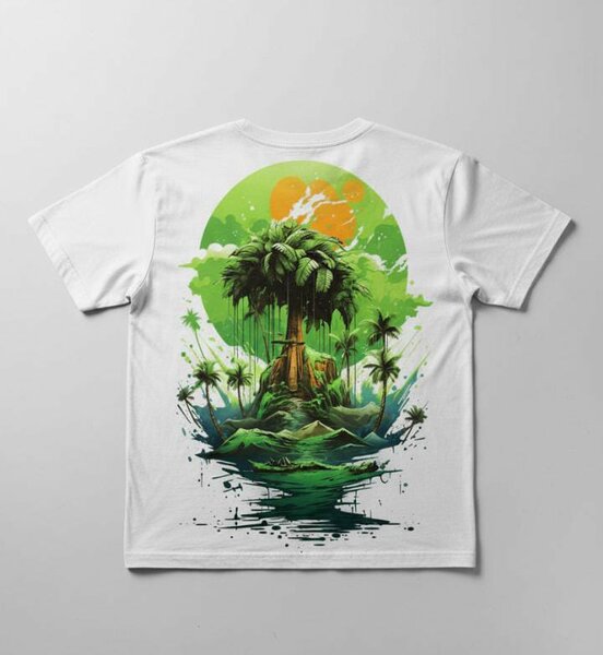 T-shirt île tropicale graphique