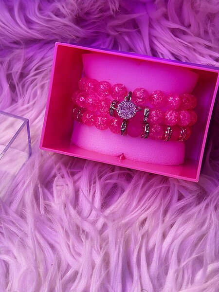 Pink Beaded Bracelet Set