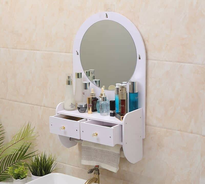 Miroir mural avec étagères