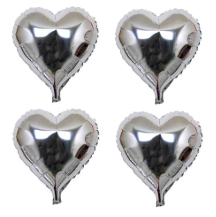 Pack of 3 Heart Foils Balloons 10 Inch for Baby Shower, Gender Reveal, Wedding, Magical Prom or Engagement Party Decoration