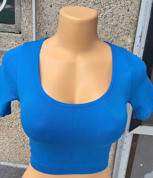 Top court bleu pour femme