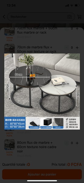 Tables basses en marbre moderne