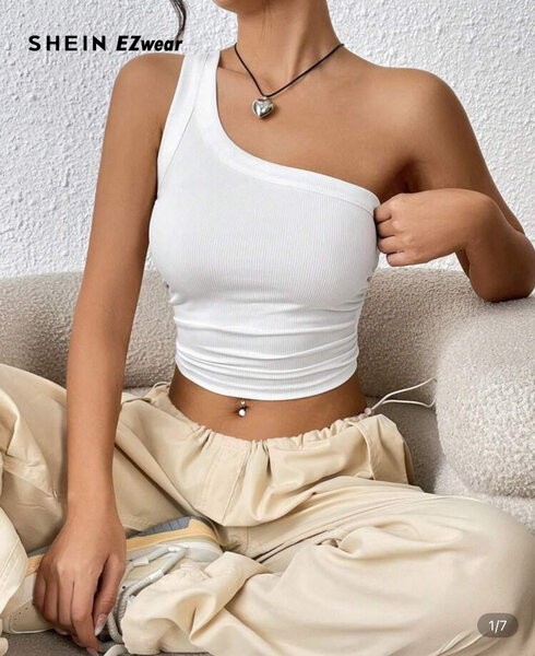 Top asymétrique blanc femme