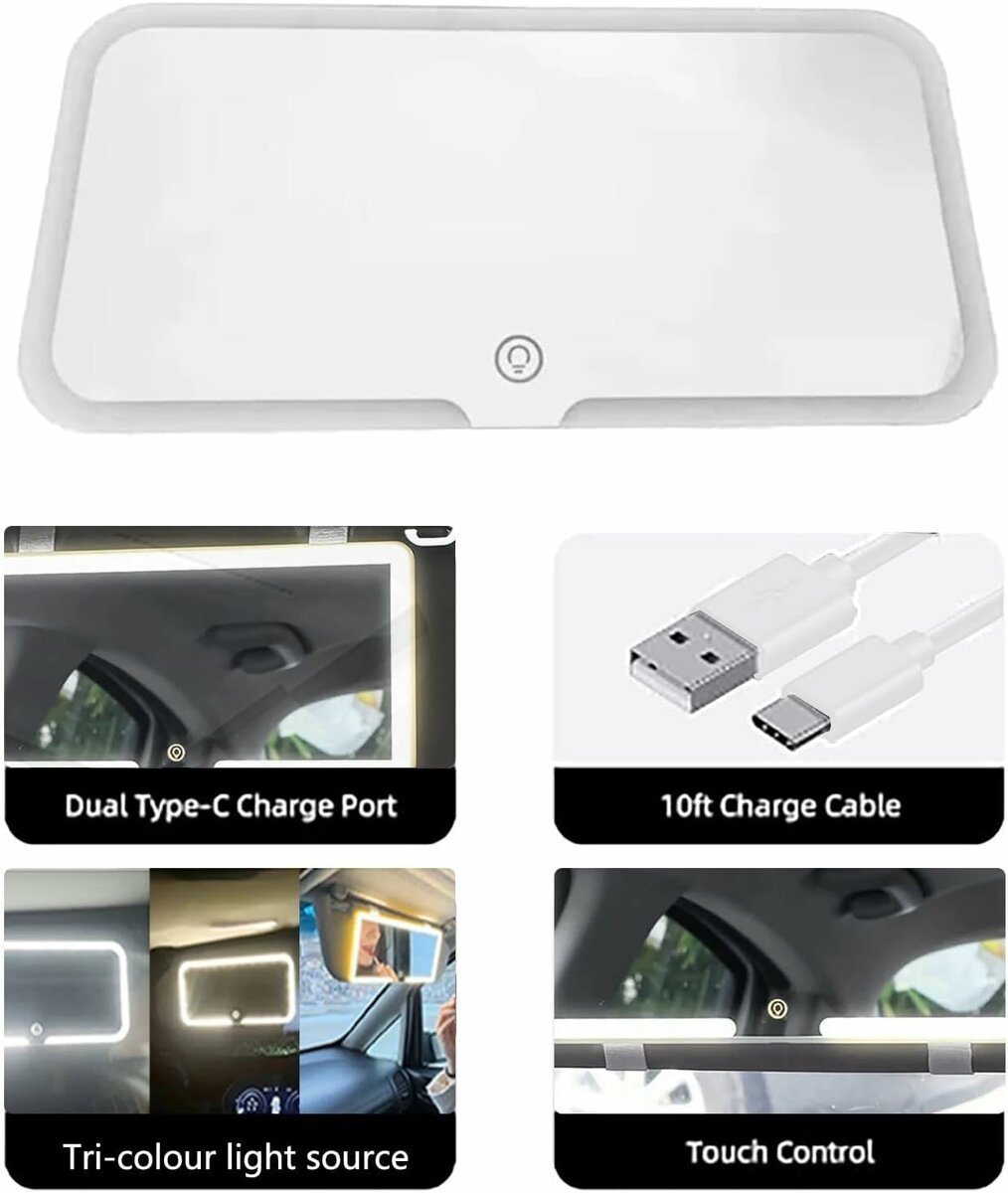 Miroir LED de voiture rechargeable