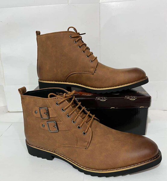 Men's leather boots,brown Sizes: 40-45
