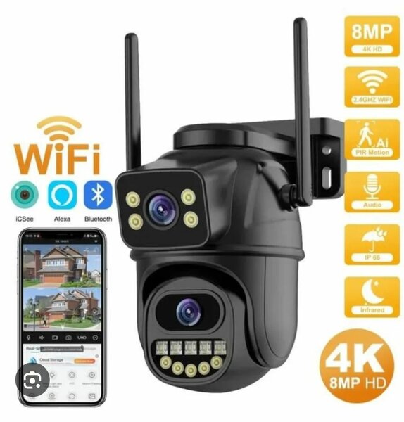 Caméra surveillance WiFi extérieure 8MP double objectif