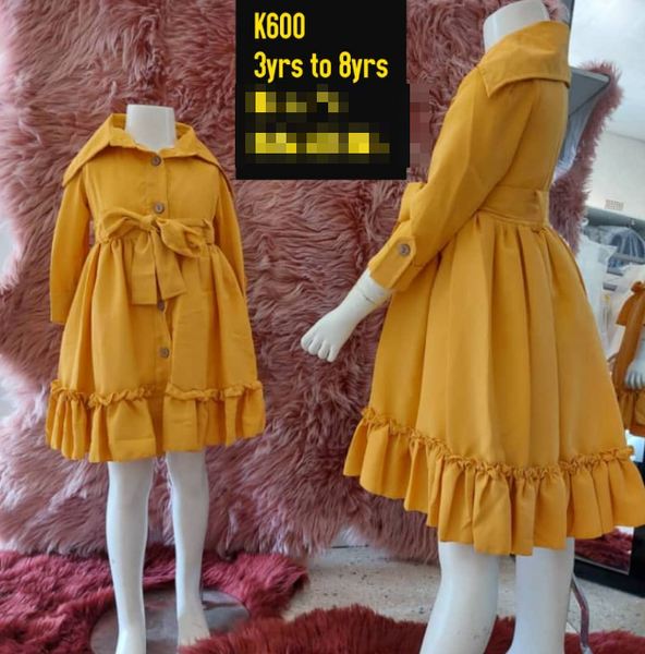 mustard button-down dress