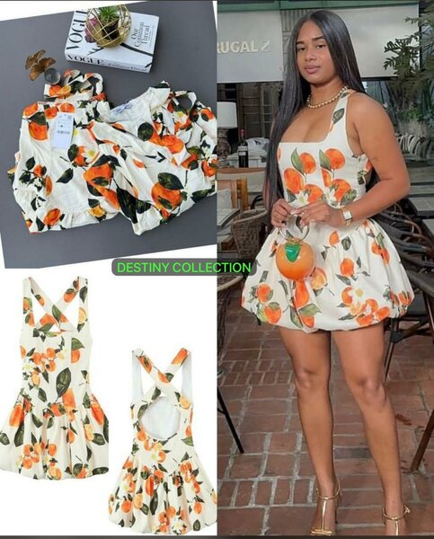 Robe trapèze imprimée agrumes