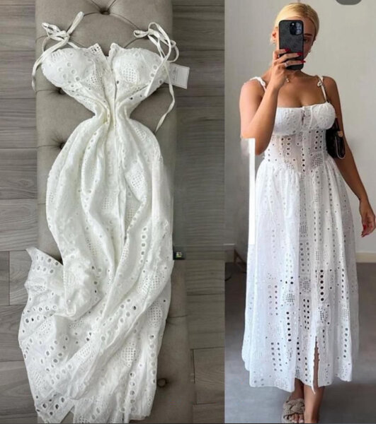 Robe blanche bohème en dentelle