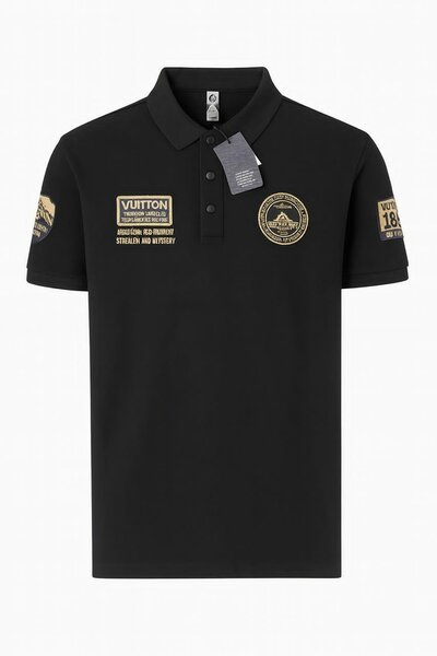 Polo noir homme brodé