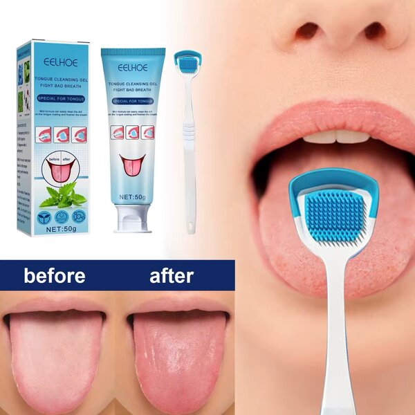 TONGUE CLEANING GEL AND TONGUE SCRAPER
