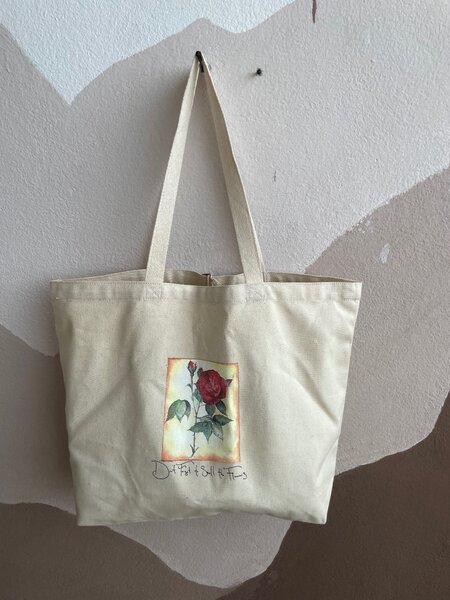 Sac en toile avec motif rose