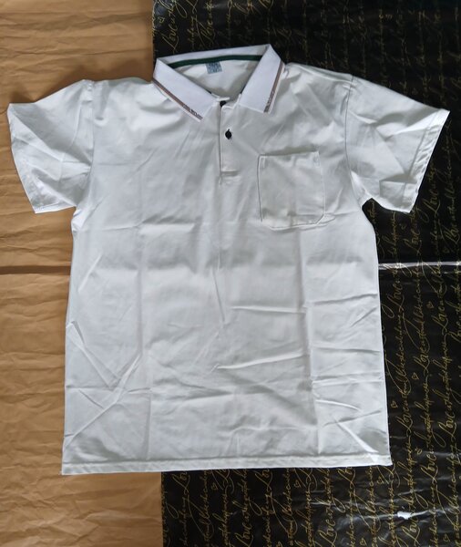 Polo homme blanc rayé