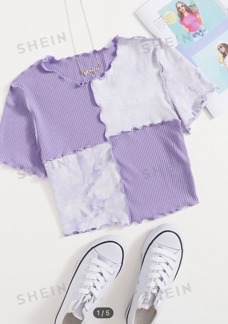 Tie Dye Panel Seam Front Crop Tee