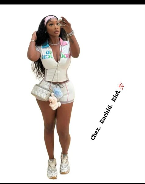 Ensemble short et crop top blanc pour femme