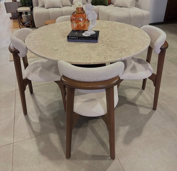 Table ronde en marbre avec 4 chaises