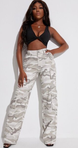 Ladies sides puckets cargo pants