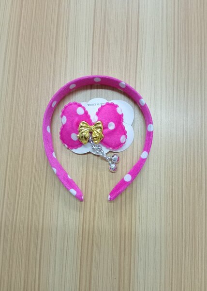 Serre-tête Noeud Pois Rose