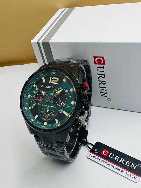 Montre bracelet Curren pour homme en acier inoxydable, étanche, quartz, grand cadran, sport décontracté, avec date automatique et affichage lumineux