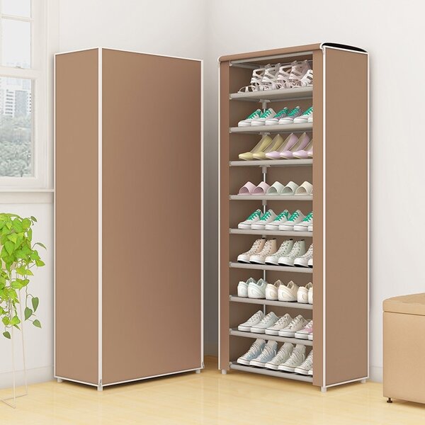10 layers foldable shoe rack with cover