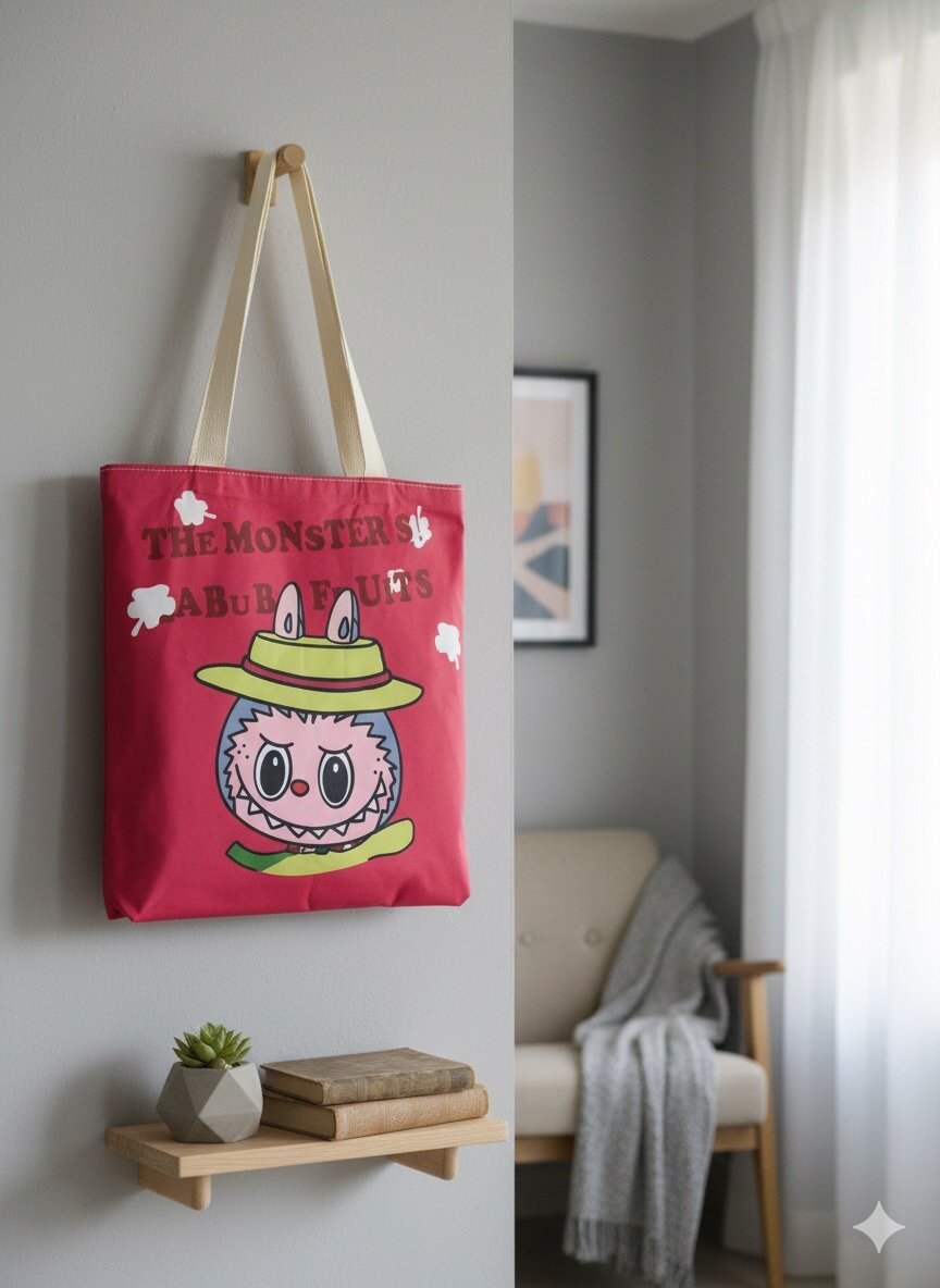 Sac cabas en toile labubu