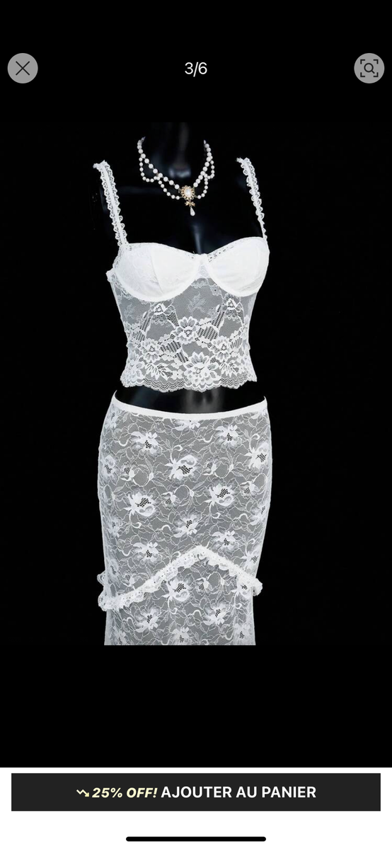 Ensemble lingerie dentelle blanc