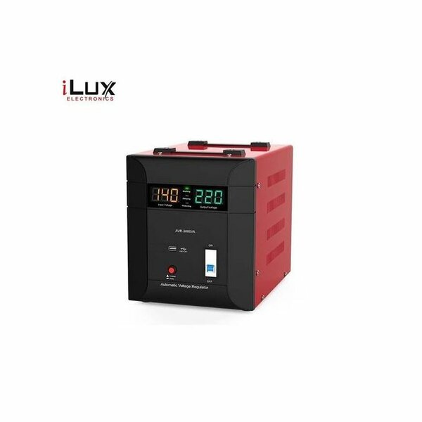 Ilux Stabilisateur Automatique Numérique 3000VA -Rouge