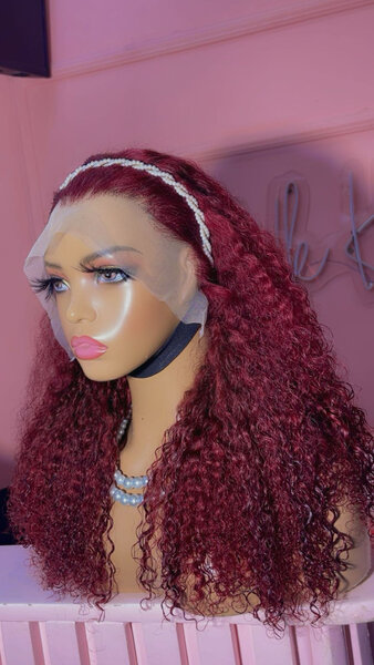 Perruque Bouclée Bordeaux