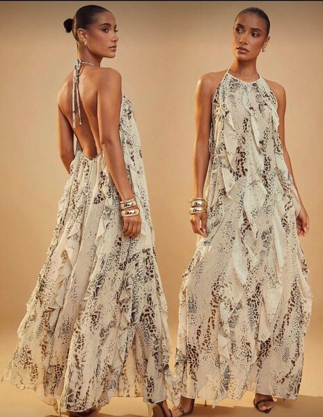 Robe longue à imprimé serpent