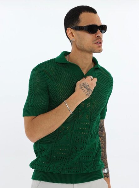 Polo en Tricot Ajouré Homme