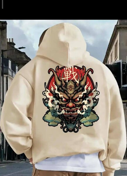 Sweat à capuche imprimé motif dragon Japonais