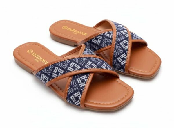 Sandales marron motif tissu