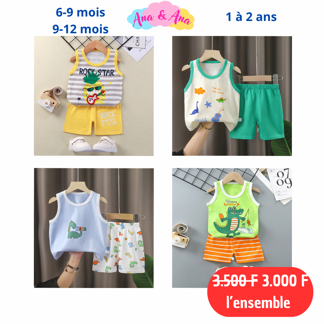 Tenues d'été pour garçons 6-24 mois