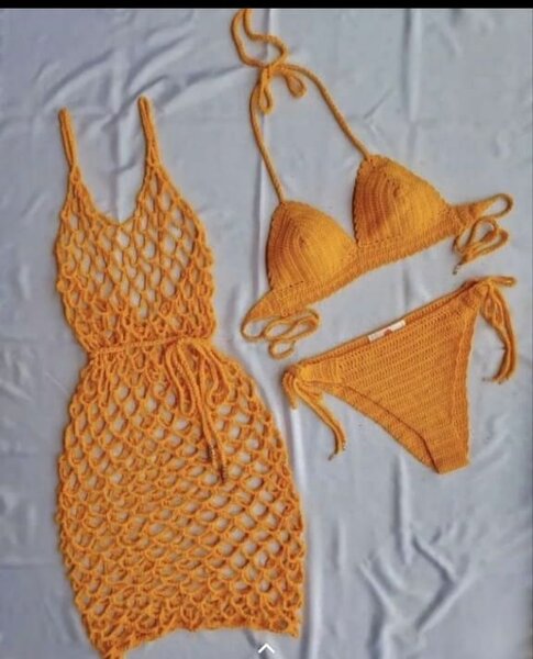 Ensemble bikini crochet orange