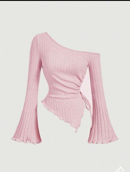 Pull asymétrique rose femme