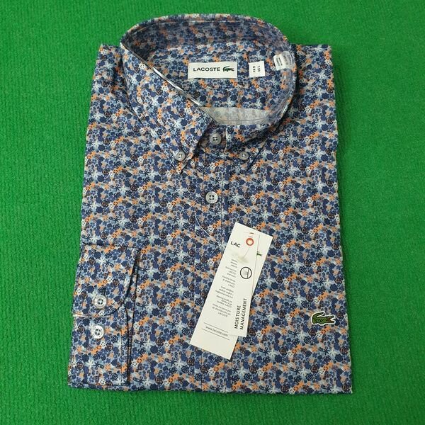 Chemise imprimée col rond-bleu