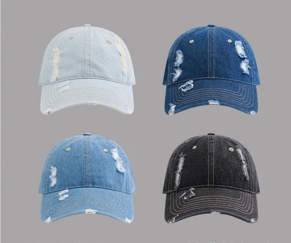 Casquette en denim déchirée2