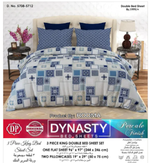 King Size Double Bed Bedsheet With 2 Pillow Covers