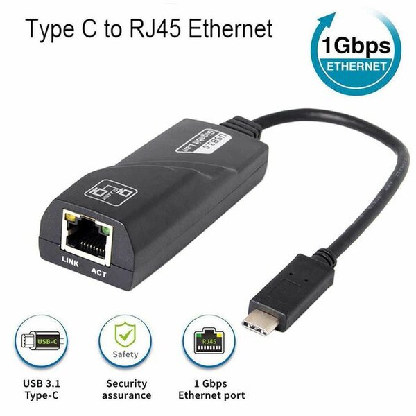 USB TYPE-C Vers LAN RJ45 Gigabit - Noir