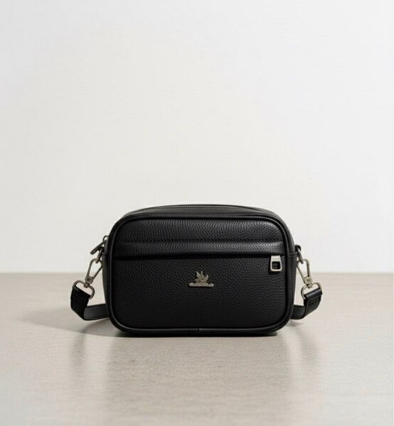 Sac bandoulière en cuir noir