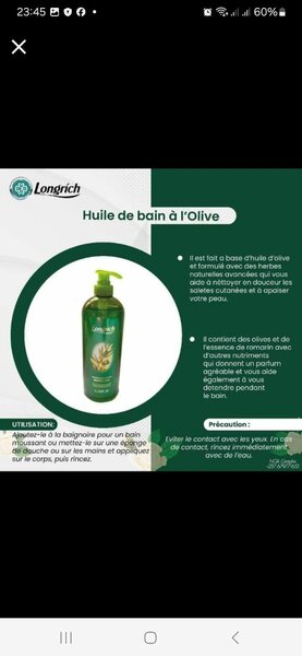 Huile de Bain à l'Olive Longrich