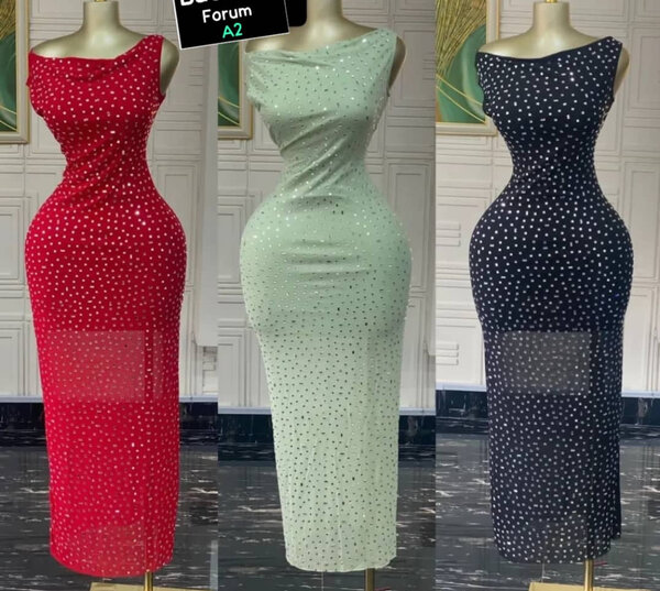 Robe longue ajustée scintillante